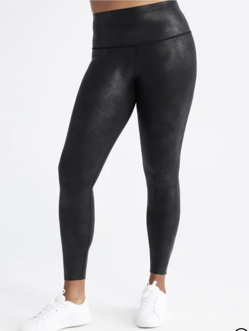 Knix High Waisted Faux Leather Leggings Sz XL. Color Black Sculpt Papaya